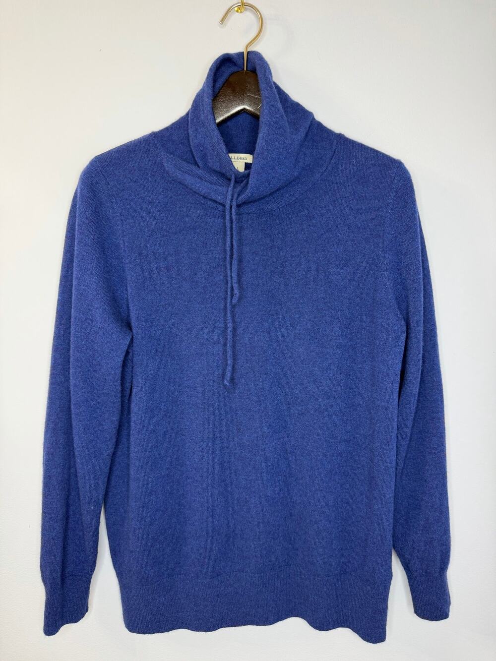 LL Bean Cashmere Cowl Neck Sweater Blue Women's L Soft Luxury